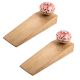 2 Pieces Red Zinnia Flower Ceramic Wooden Door Stopper